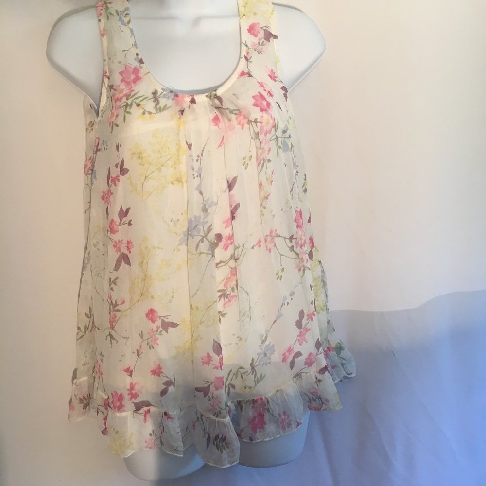 Tendenze Silk Floral Scoop Neck Top Size S